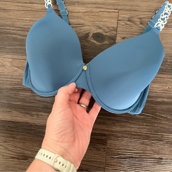 Natori Bra Women's 34DDD Pure Luxe Full Fit Bra in Blue Ivory Underwire - Picture 2 of 4